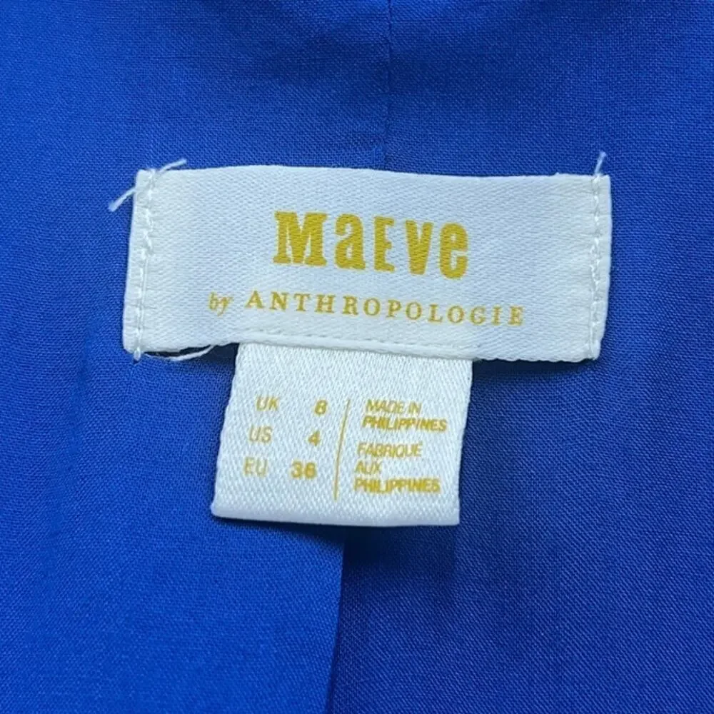 Anthropologie Maeve Double-Breasted Blazer in Blue size 4